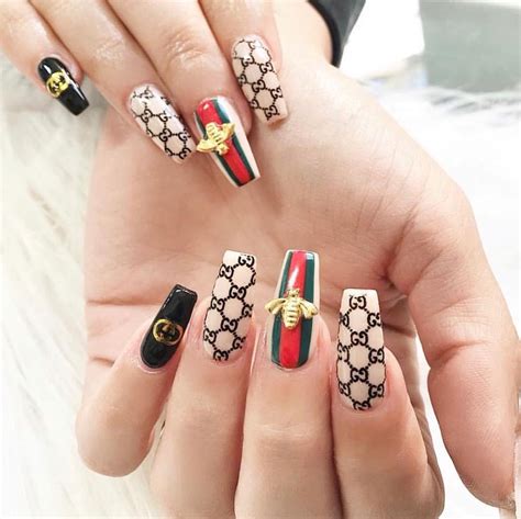 gucci acrylic nail tips|Gucci style nails.